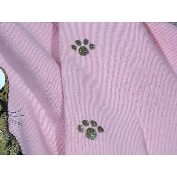 Vtg 90s Jerzees L Pink Abyssinian Cat Pharaoh Sweatshirt Sacred Ancient Egypt - Picture 5 of 13